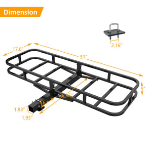Heavy Duty Alloy Steel Cargo Basket with 500 lbs Load Capacity - Black