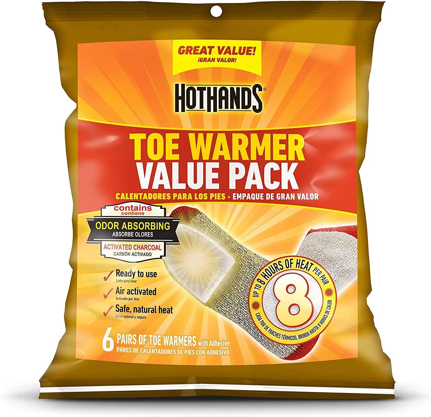 HotHands Toe Warmers - Long Lasting Safe Natural Odorless Air Activated Warmers - Up to 8 Hours of Heat - 6 Pair Bag - TRAPSKI, LLC