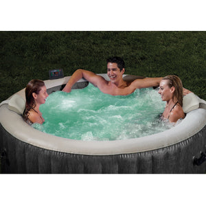 Intex Greywood Deluxe 4 Person Portable Inflatable Hot Tub with LED Lights, Gray