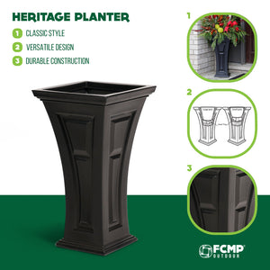FCMP Outdoor Heritage Self Watering Outdoor Garden Patio Planter Pot, 2 Pack - TRAPSKI