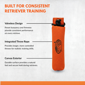 HuntEmUp 3 in Canvas Dog Training Bumper Dummy Orange
