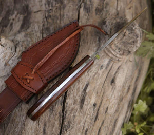 Huntsman Damascus Kukri Knife with Exotic Rose Wood Handle - TRAPSKI