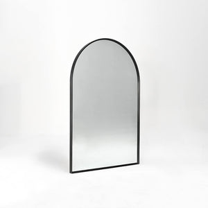 24x36 Inch Arched Bathroom Mirror with Black Metal Frame - Black