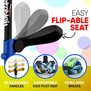 Hurtle ScootKid 3 Wheel Toddler Toy Scooter w/ LED Wheel Lights, Graffiti