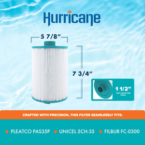 Hurricane HF5H35-01 Advanced Pool and Spa Filter Cartridge Replacement, White