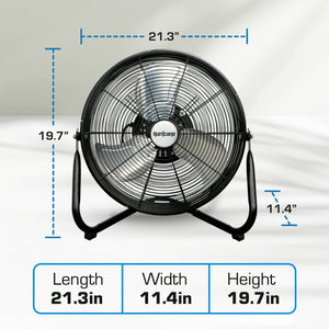 Hurricane Pro Series 16" High Velocity Heavy Duty Metal Orbital Floor Fan, Black