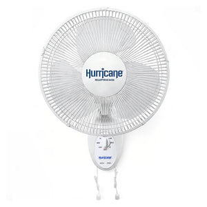 Hurricane Supreme 12 Inch Oscillating 3 Speed Portable Wall Mount Fan, White