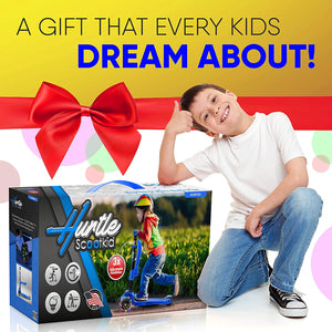 Hurtle ScootKid 3 Wheel Toddler Child Ride On Toy Scooter w/ LED Wheels, Blue