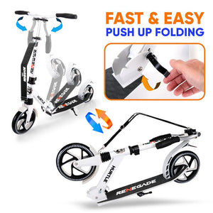 Hurtle Renegade Lightweight Foldable Adult Commuter Kick Scooter, White (2 Pack) - TRAPSKI