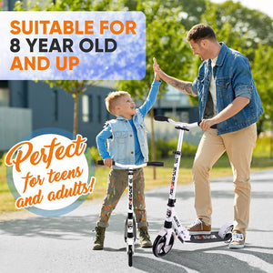 Hurtle Renegade Lightweight Foldable Adult Commuter Kick Scooter, White (2 Pack)