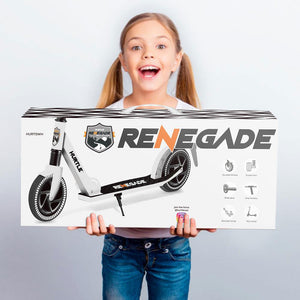 Hurtle Renegade Lightweight Foldable Adult Commuter Kick Scooter, White (2 Pack)