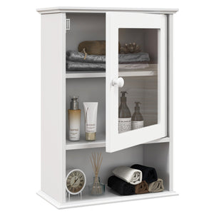 Bathroom Wall Mounted Adjustable Hanging Storage Medicine Cabinet-White