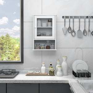 Bathroom Wall Mounted Adjustable Hanging Storage Medicine Cabinet-White