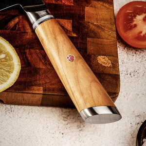 HyperEdge Damascus Chef Knife with Pine Cone Handle & Sheath - TRAPSKI