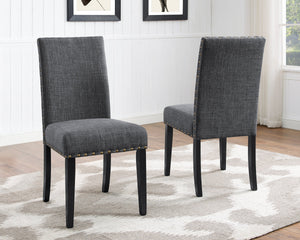 Biony Espresso Wood Dining Set with Nailhead Trim Chairs - Gray