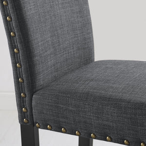 Biony Espresso Wood Dining Set with Nailhead Trim Chairs - Gray