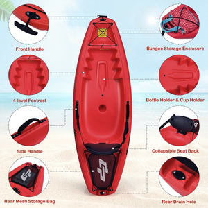 6 Feet Youth Kids Kayak with Bonus Paddle and Folding Backrest for Kid Over 5