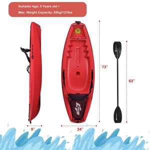 6 Feet Youth Kids Kayak with Bonus Paddle and Folding Backrest for Kid Over 5