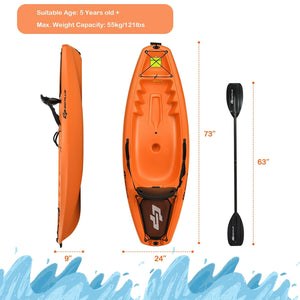 6 Feet Youth Kids Kayak with Bonus Paddle and Folding Backrest for Kid Over 5
