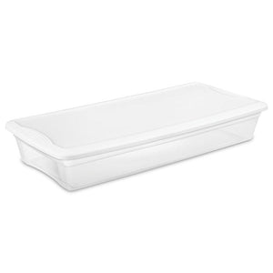 Sterilite 41 Quart Lightweight Under Bed Storage Box Container with Lid, 18 Pack
