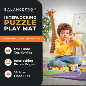 BalanceFrom 9 Color Thick Interlocking Puzzle Foam Exercise Play Mats, 36 Sq Ft