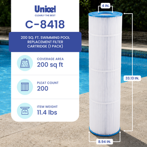 Unicel C-8418 Replacement 200 Sq Ft Swimming Pool Filter Cartridge, 200 Pleats