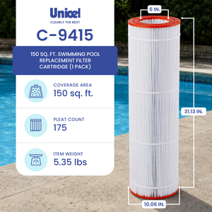 Unicel C-9415 Replacement 150 Sq Ft Swimming Pool Filter Cartridge, 175 Pleats