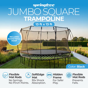 Springfree Trampoline Kids Square 13 Foot Trampoline & FlexrHoop Basketball Game