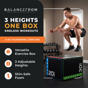 BalanceFrom Fitness 16 Pound Versatile 3 in 1 Plyometric Jumping Exercise Box