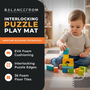 BalanceFrom Fitness 36 Tile Thick Interlocking Puzzle Foam Exercise Play Mat