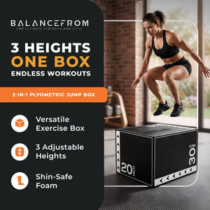 BalanceFrom Fitness 60 Pound Versatile 3-in-1 Plyometric Jumping Exercise Box