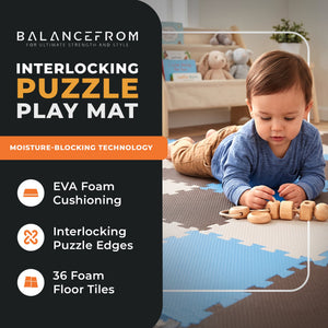 BalanceFrom Fitness 36 Tile Thick Interlocking Puzzle Foam Exercise Play Mat