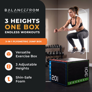BalanceFrom Fitness 3 in 1 60 Pounds Foam Plyometric Box Jumping Exercise, Black