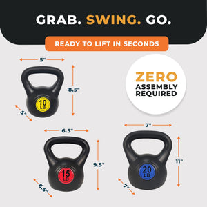 BalanceFrom Kettlebell Fitness Exercise Weights, Set of 3, 10, 15, and 20 Pounds