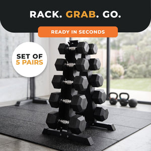 BalanceFrom Signature Alloy Steel Rubber Encased Hex Dumbbell Set, Black