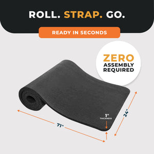 BalanceFrom Fitness GoYoga 71x24in Anti Tear Exercise Yoga Mat with Strap, Black