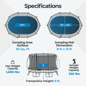 Springfree Trampoline Kids Oval 8 x 13 Ft Trampoline & FlexrHoop Basketball Game
