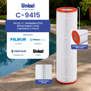 Unicel C-9415 Replacement 150 Sq Ft Swimming Pool Filter Cartridge, 175 Pleats