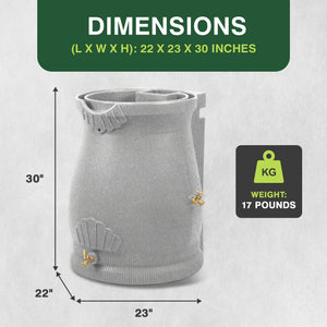 Good Ideas Rain Wizard 50 Gallon Plastic Rain Barrel Urn, Light Granite (2 Pack)