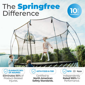 Springfree Trampoline Kids Square 13 Foot Trampoline & FlexrHoop Basketball Game