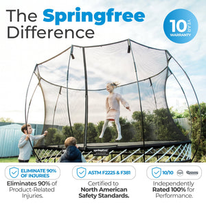 Springfree Trampoline Kids Square 13 Ft Trampoline & FlexrStep V2 Safety Ladder