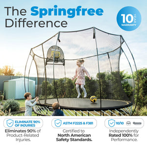 Springfree Trampoline Kids Oval 8 x 13 Ft Trampoline & FlexrHoop Basketball Game