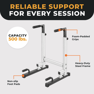 BalanceFrom Multi Function Home Gym Exercise Dip Stand, 500lb Capacity, White