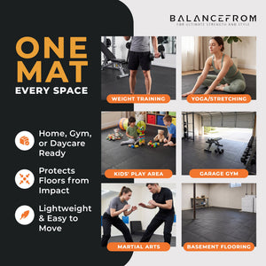 BalanceFrom Fitness 72 Sq Ft Interlocking EVA Foam Exercise Mat Tiles, Black