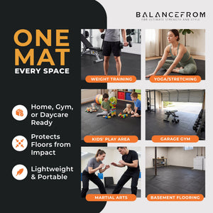 BalanceFrom Fitness 144 Sq Ft Interlocking EVA Foam Exercise Mat Tiles, Black