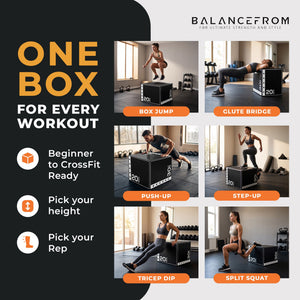 BalanceFrom Fitness 60 Pound Versatile 3-in-1 Plyometric Jumping Exercise Box