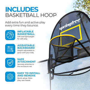 Springfree Trampoline Kids Square 13 Foot Trampoline & FlexrHoop Basketball Game