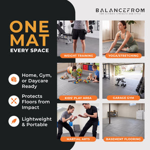 BalanceFrom Fitness 144 Sq Ft Interlocking EVA Foam Exercise Mat Tiles, Gray