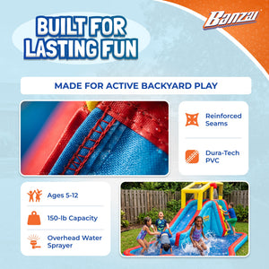 Banzai Slide N' Soak Inflatable Outdoor Kids Splash Pool Water Park Play Center