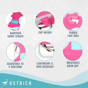 Ostrich Deluxe 3in1 Reclining Chair and Ladies Comfort On-Your-Back Beach Chair - TRAPSKI